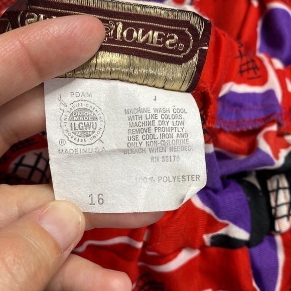 Vintage Smith & Jones Abstract Floral Skirt 80s Size 16 Waist 27"-38" - Picture 5 of 7